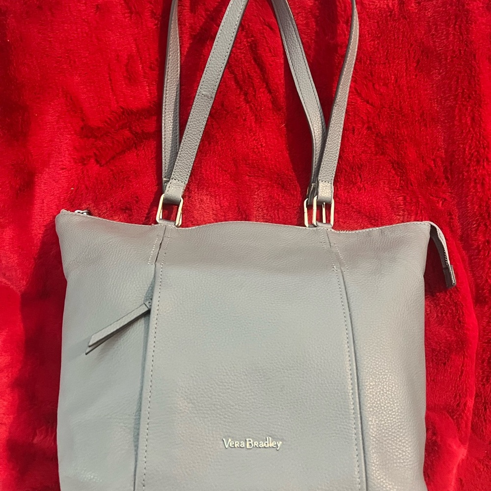 Vera Bradley Gray Leather Charlie Tote Bag
